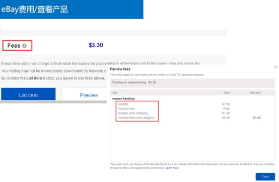 eBay平台收费标准
